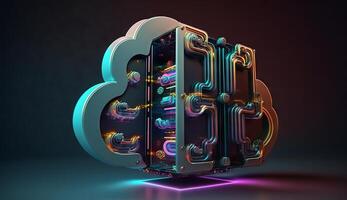 digital cloud storage icon server online social network. photo