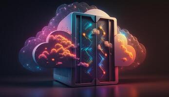 digital cloud storage icon server online social network. photo