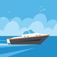 Vector Graphics Of A Speedboat On The Sea