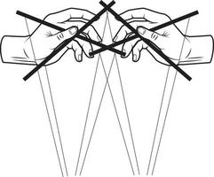 Vector Image Of Hands Controlling A Puppet With Wires