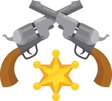 Two Revolvers And Sheriff's Badge vector