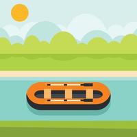 Vector Image Of An Inflatable Boat On The River