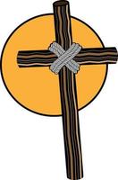 Vector Image Of A Wooden Cross With Rope Knot