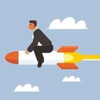 Vector Image Of A Businessman Riding A Rocket