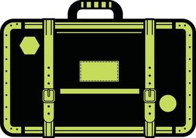 Green And Black Suitcase With Leather Belts vector