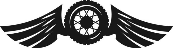 Vector Silhouette Of Wings With A Wheel