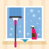 Cleaning Windows, Vector Concept