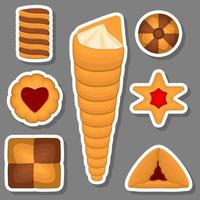 Big set homemade cookie different taste in pastry biscuit vector