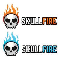 Modern vector flat design simple minimalist logo template of skull fire vector for brand, emblem, label, badge. Isolated on white background.