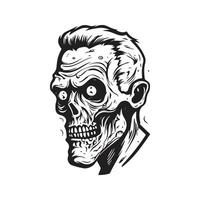 zombie, vintage logo concept black and white color, hand drawn illustration vector