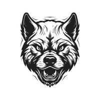 angry dog, vintage logo concept black and white color, hand drawn illustration vector