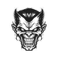 angry banshee, vintage logo concept black and white color, hand drawn illustration vector