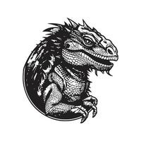 basilisk, vintage logo concept black and white color, hand drawn illustration vector