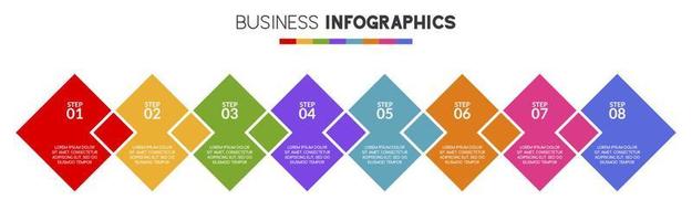 infografia diseño modelo y íconos con 8 opciones o 8 pasos vector