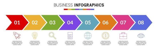 infografia diseño modelo y íconos con 8 opciones o 8 pasos vector