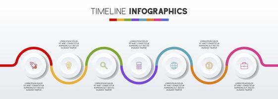 Infographics design template and icons with 7 options or 7 steps vector