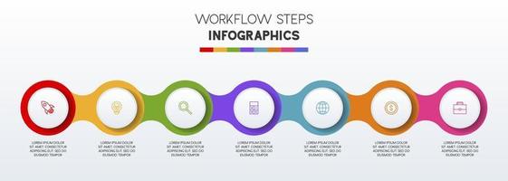 Infographics design template and icons with 7 options or 7 steps vector