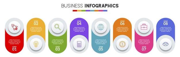 Infographics design template and icons with 8 options or 8 steps vector