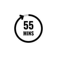 Fifty Five Minutes Clock Count Simple Vector Icon