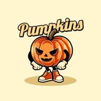 Illustration vector graphic of pumpkin fruit character