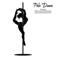 Sexy pole dancer girl hanging from pole isolated on white background. Vector illustration