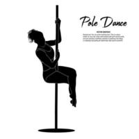 Silhouette of a sexy woman dancing on a pole. Vector illustration
