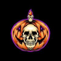 Illustration vector graphic of skull in a pumpkin suitable for t-shirt design