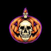 Illustration vector graphic of skull in a pumpkin suitable for t-shirt design