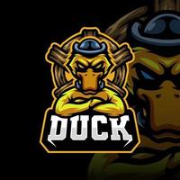 Mascot of Duck Marine that is suitable for e-sport gaming logo template vector