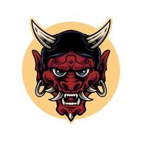 Illustration vector graphic of red devil oni japanese suitable for tshirt design