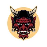 Illustration vector graphic of red devil oni japanese suitable for tshirt design