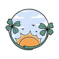Illustration vector graphic of summer sun clover at sea suitable for tshirt design