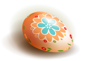 The composition of a golden hue with an Easter egg with a pattern, postcard. png