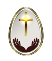 Design Easter eggs white shade with Golden edging and cross hands png