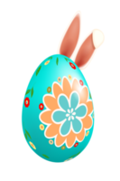 Easter blue egg with bunny ears. png