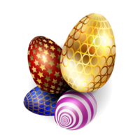 Easter composition with beautiful eggs with a different pattern. png