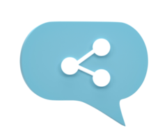 3D rendering, Share icon in chat speech bubble isolated on transparent background png