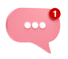 3D rendering. Chat bubble icon isolated on transparent background png