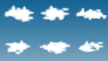 Realistic clouds set on blue background. Element for banner backdrop design. Vector illustration.