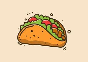 Hand drawing design of mexican food tacos vector