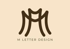 Unique Mono line design of M initial letter vector