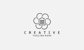 Logo design template. House and Flowers logo. Home Flower Logo Design. Vector illustration of flower icon which is perfect for your business logo.