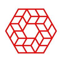 3d resumido hexágono cubo logo icono vector. isométrica hexagonal cúbico bloques símbolo. vector