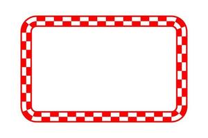 Red and white rectangle checkered frame. Checkerboard vector border. Alternating tiles chequered race ground.