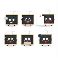 Cartoon character of blackboard with various chef emoticons vector