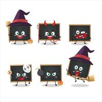 Halloween expression emoticons with cartoon character of blackboard vector