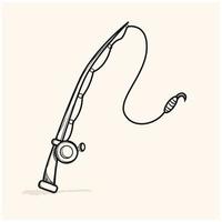 fishing rod tool doodle vector