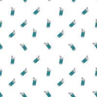 Water bottle. Seamless doodle pattern with h2o. Sketch style. Hand drawn illustration for printing on T-shirts, postcards, for textile, paper wrap, texture background. vector