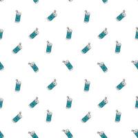 Water bottle. Seamless doodle pattern with h2o. Sketch style. Hand drawn illustration for printing on T-shirts, postcards, for textile, paper wrap, texture background. vector