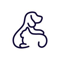 un ilustrado logo de un conjunto gato y perro, utilizando líneas como objetos, es Perfecto para un mascota empresa vector